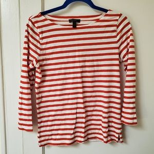 J Crew red white striped cotton tee shirt top S